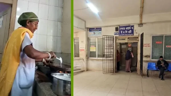 হাসপাতালের অপারেশন থিয়েটারে পিঠা বানাচ্ছেন নার্সরা