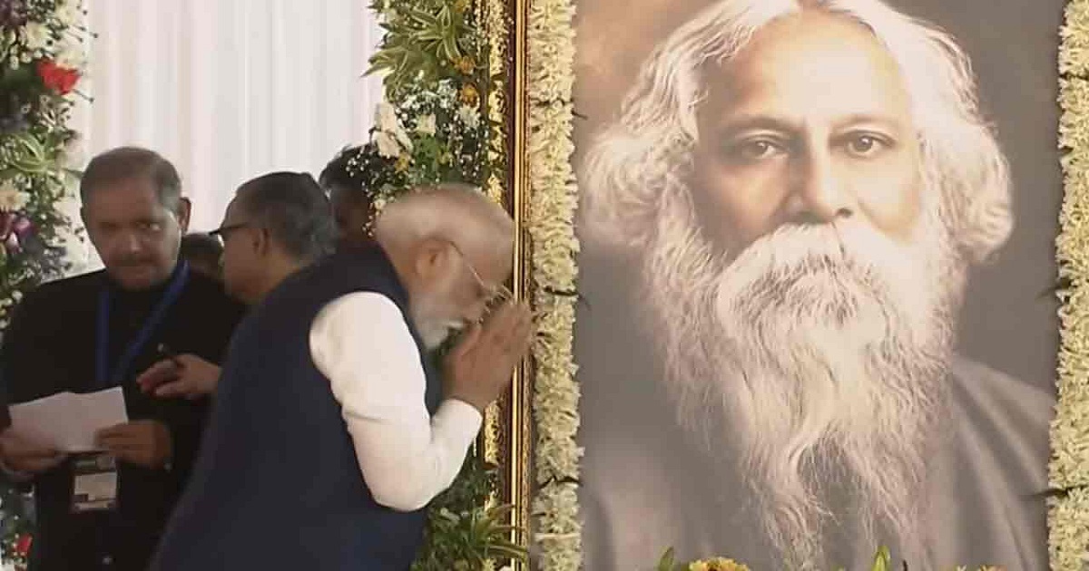 শুভেন্দুর শপথের মঞ্চে রবীন্দ্রনাথকে শ্রদ্ধা মোদির